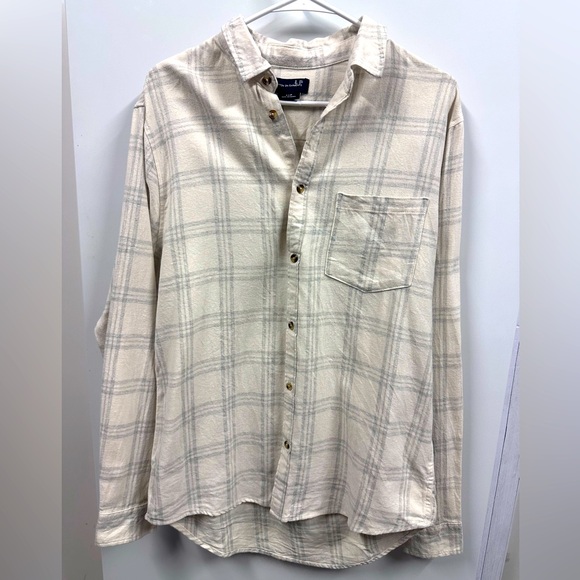 Cotton On Cream Tartan Casual Button Up Long Sleeve Shirt Flannel Mens Small - Picture 9 of 10